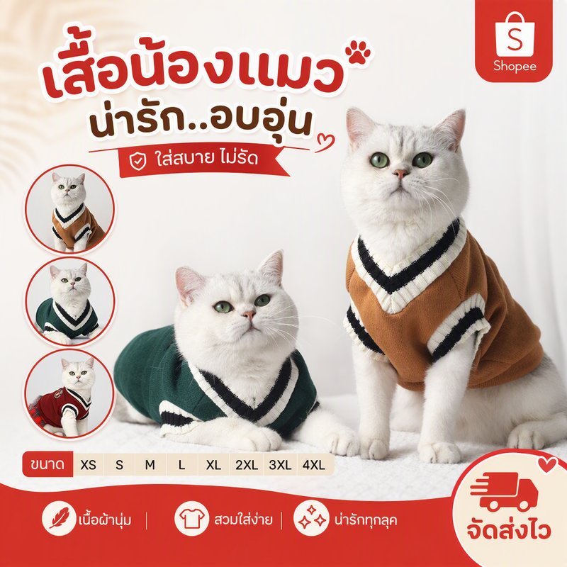 😸พร้อมส่ง😸เสื้อผ้าสัตว์เลี้ยง เสื้อกั๊กฤดูใบไม้ร่วง-ฤดูหนาว เสื้อกล้ามกันหนาว ใส่สบาย ระบายอากาศดี XS-4XL