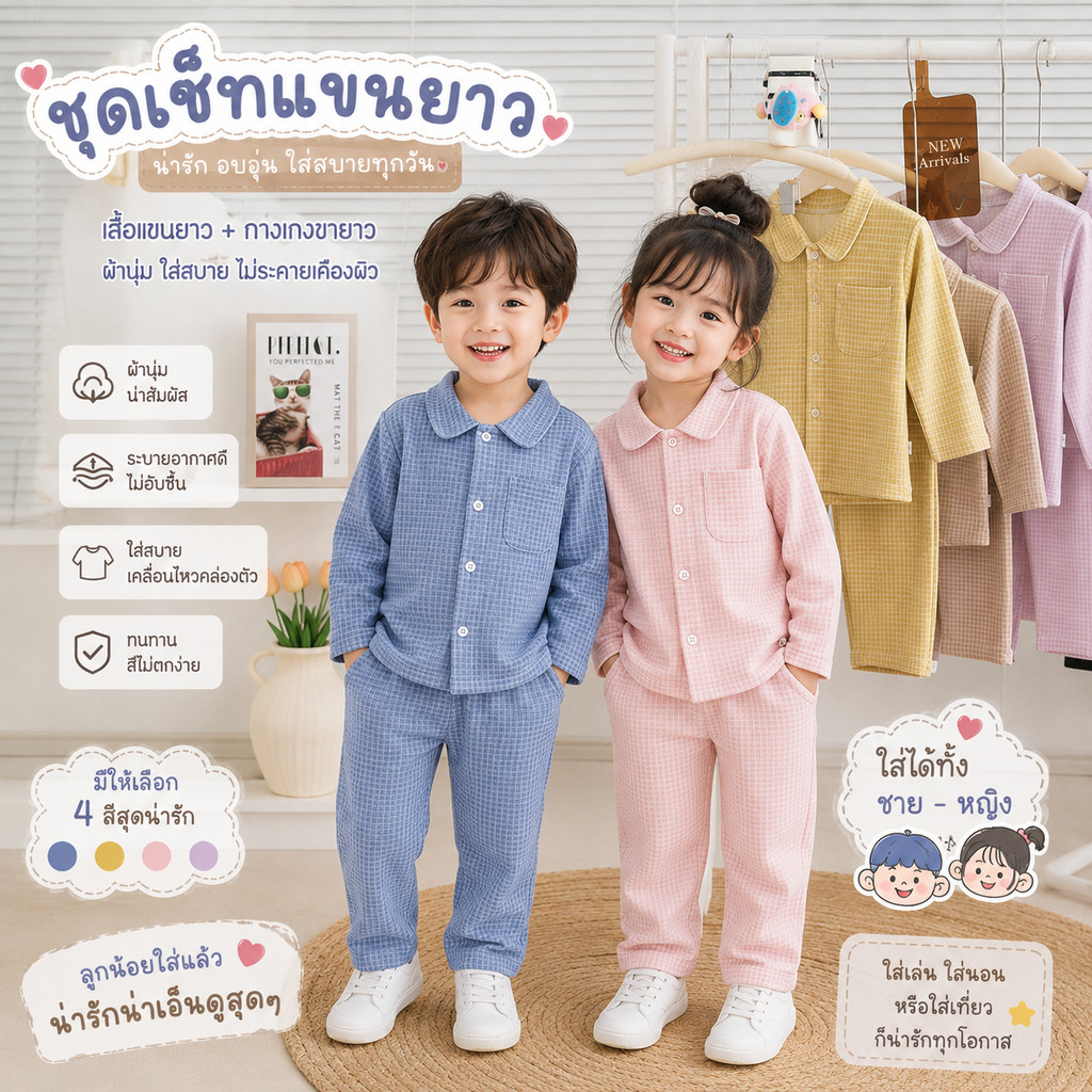 ชุดนอนกันหนาวอบอุ่น สไตล์เกาหลี เหมาะสำหรับทั้งเด็กชายและเด็กหญิง