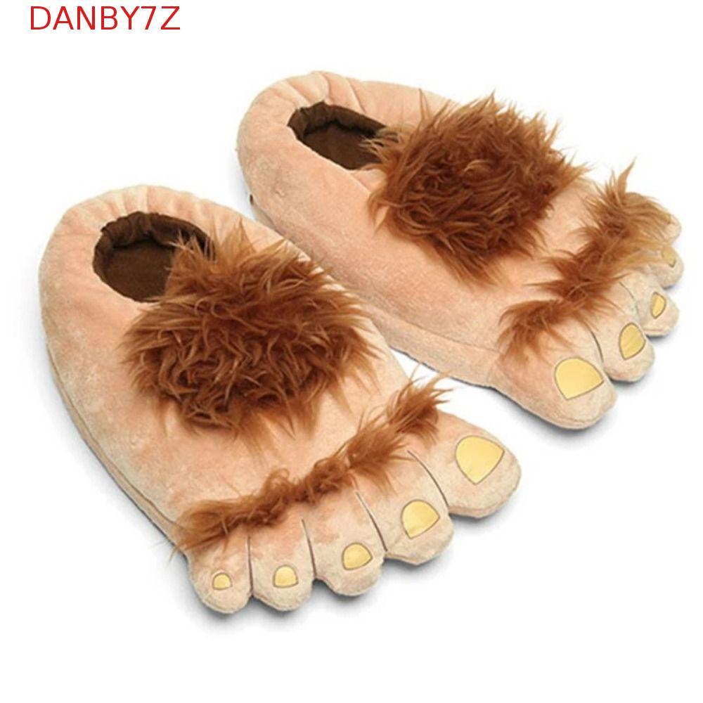 DANBY7Z 1 คู่ Furry Adventure รองเท้าแตะที่อบอุ่น, แพลตฟอร์ม Big Foot Hairy Savage Plush รองเท้าแตะ,