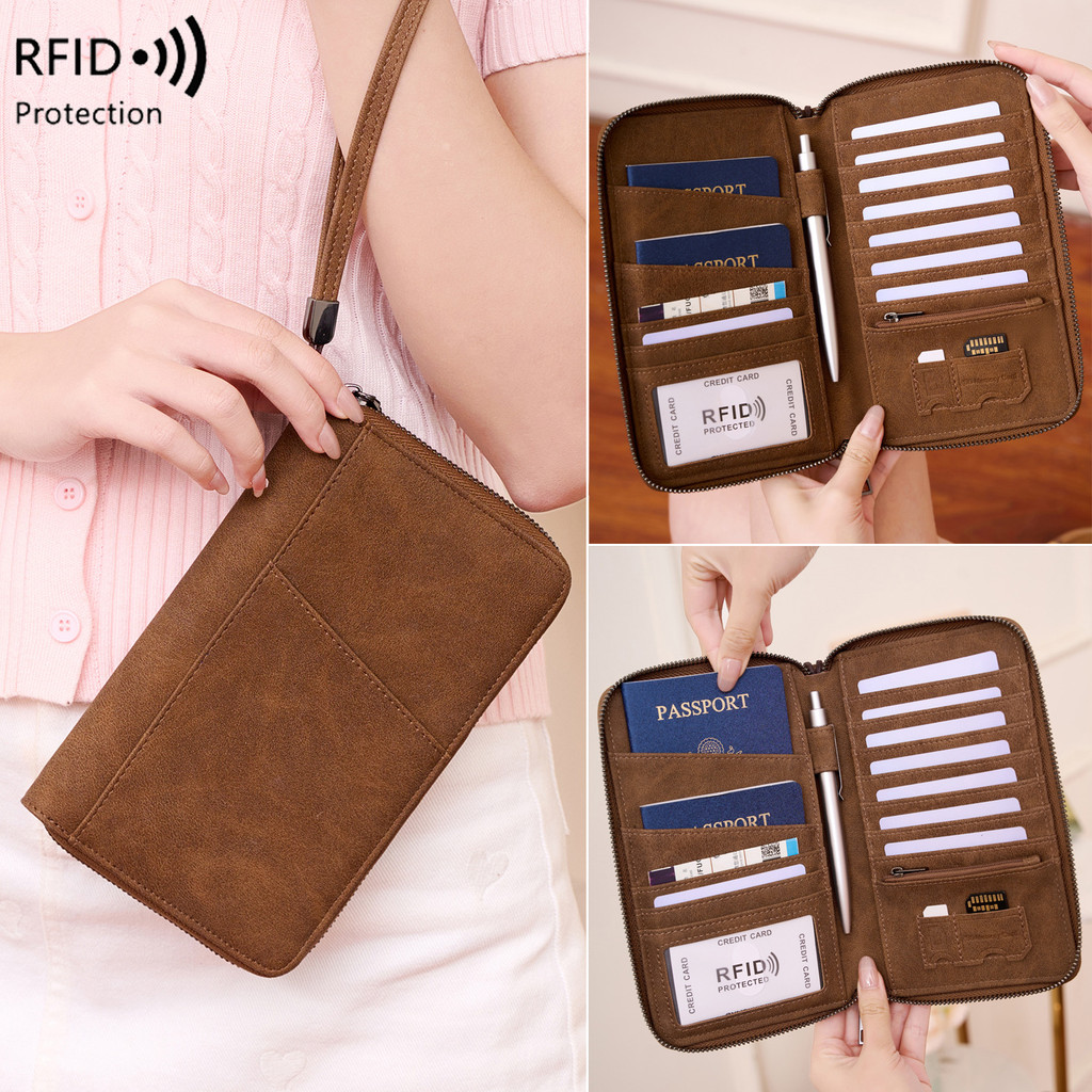 ใหม่ RFID Anti-Magnetic Passport Bag Multifunctional Document Air Ticket Storage Bag Passport Holder