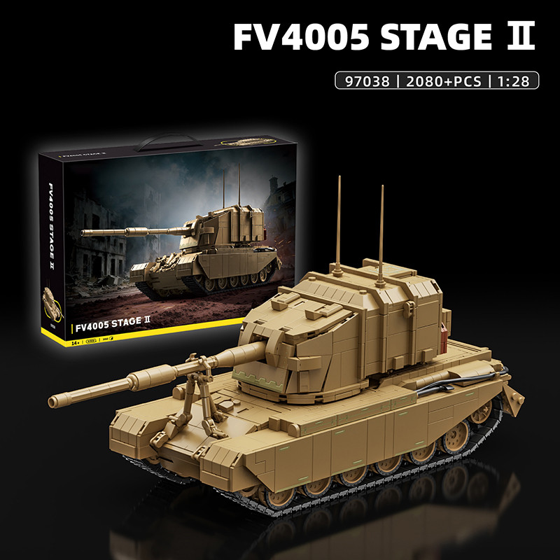 FV4005 Stage II ถังพิฆาต MOC Building Blocks รถหุ้มเกราะอังกฤษชุดอิฐทหาร Hobby Collection ของเล่น
