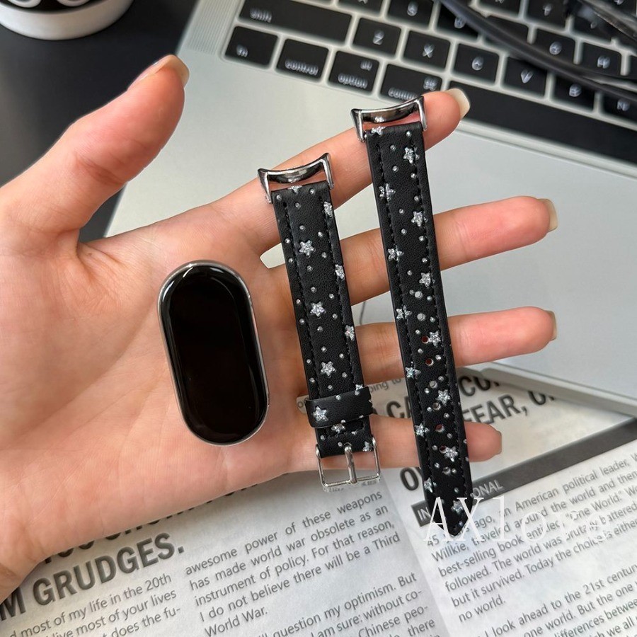 Sparkling Star สายหนังสําหรับ Xiaomi Mi Band 11 10 9 8 7 6 5 4 3 สร้อยข้อมือสําหรับ Redmi Watch 6 5 