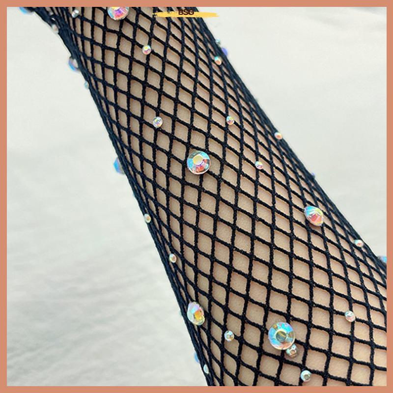 BSG & ถุงมือตาข่าย Rhinestone สีแดงสําหรับผู้หญิง, ถุงมือยาวตาข่ายคอสเพลย์ BSG