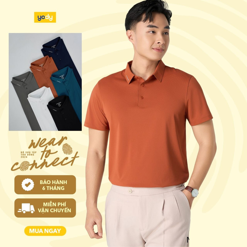 YODY เสื้อโปโลผู้ชาย cafe.หนัง สัมผัสเย็นสบาย MAPO25S033