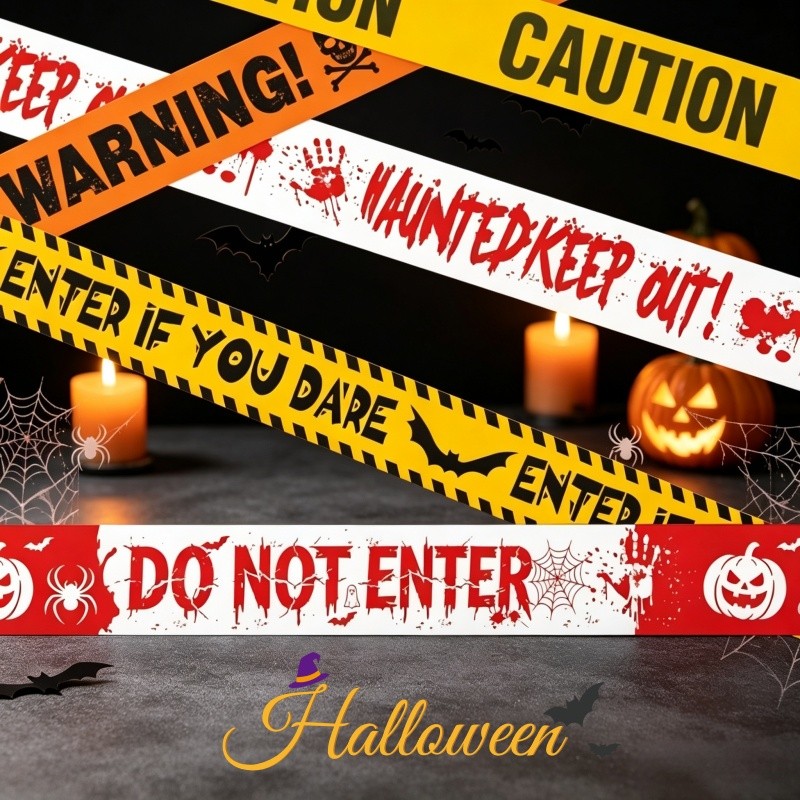 🎃 เทปตกแต่งธีมฮาโลวีน ปาร์ตี้อันตราย สายเตือน พร็อพปาร์ตี้ฮาโลวีน ปาร์ตี้คอสเพลย์ Halloween Decor