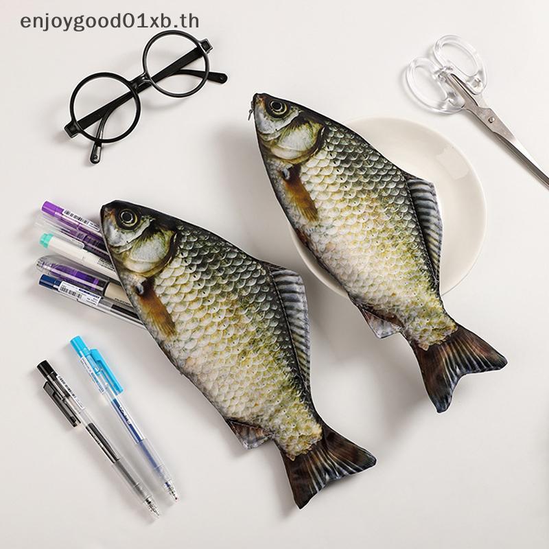 EDTH Creative Funny Fish Shaped Pen Bag Pens Crucian Carp Pencil Case Funny Student Stationery Suppl