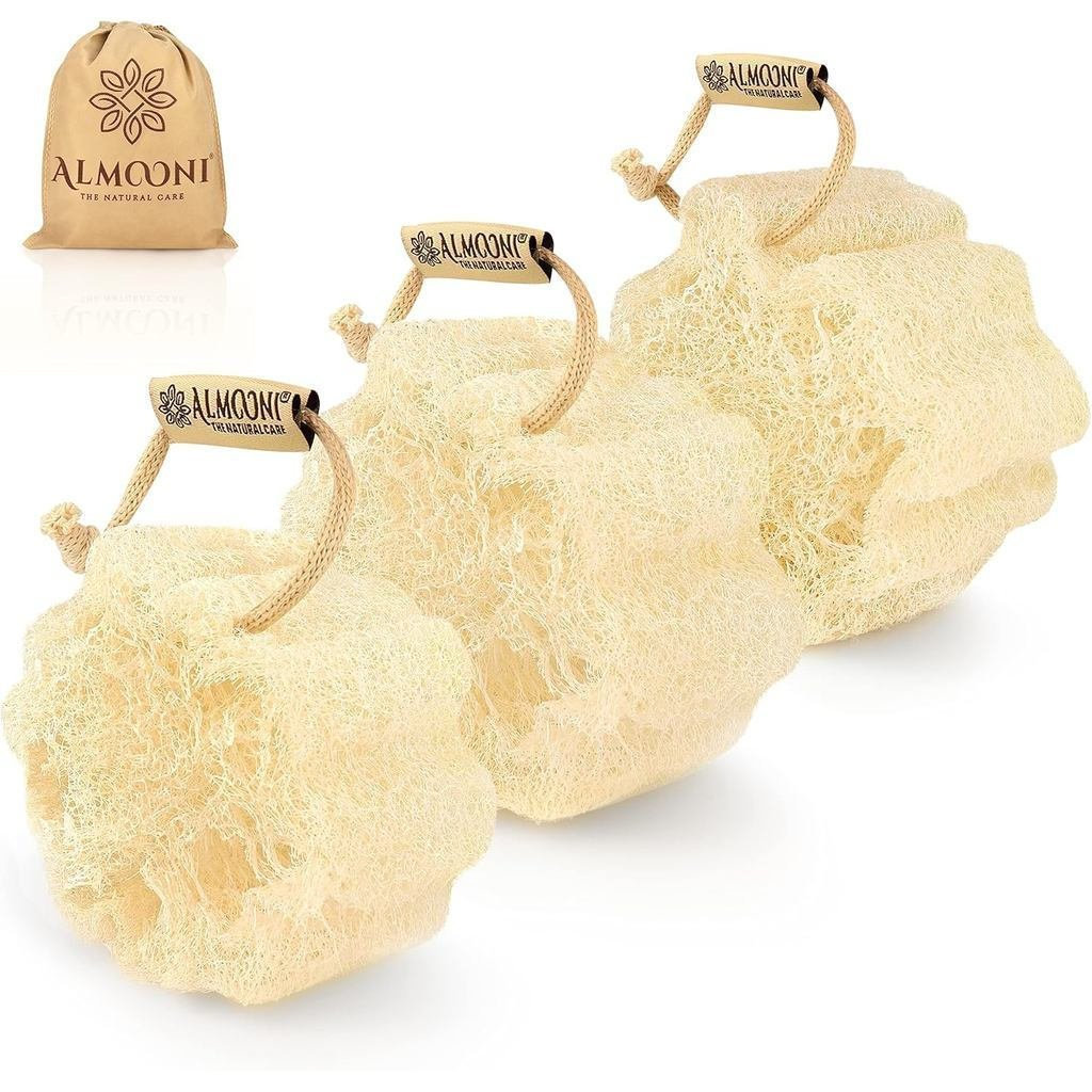 VV8X Almooni Mini Bath Sponge-ฟองน้ําขัดผิวอียิปต์แท้-แปรงฟองน้ําทั้งหมด, Perfect Grip-3 ชิ้นแพ็ค (1