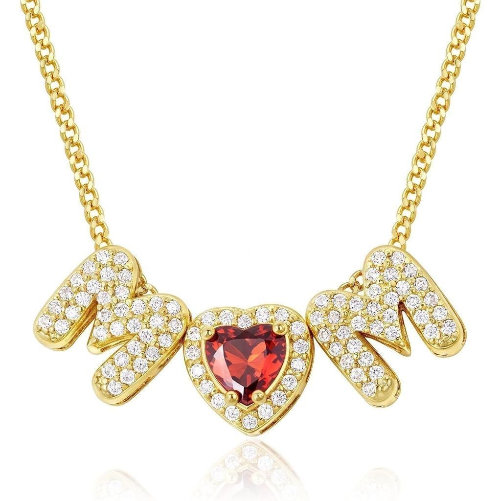KissYanMomสร้อยคอสําหรับผู้หญิง,14KGoldPlatedLoveHeartBirthstoneสร้อยคอDaintyMothersDayJewelryGiftfo