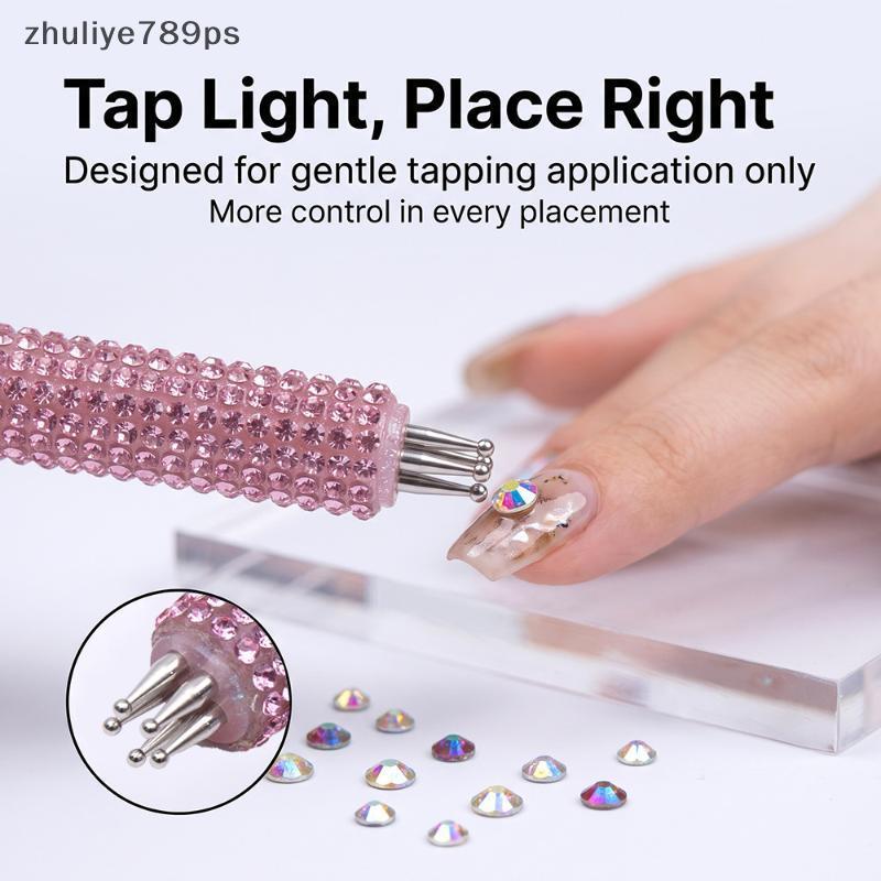 Zhuliye789ps] สีชมพู AB Rhinestone DIY เล็บ Dotting เครื่องมือ 1.8 มม.ปลายละเอียด 5 กลีบดอกไม้ Maker