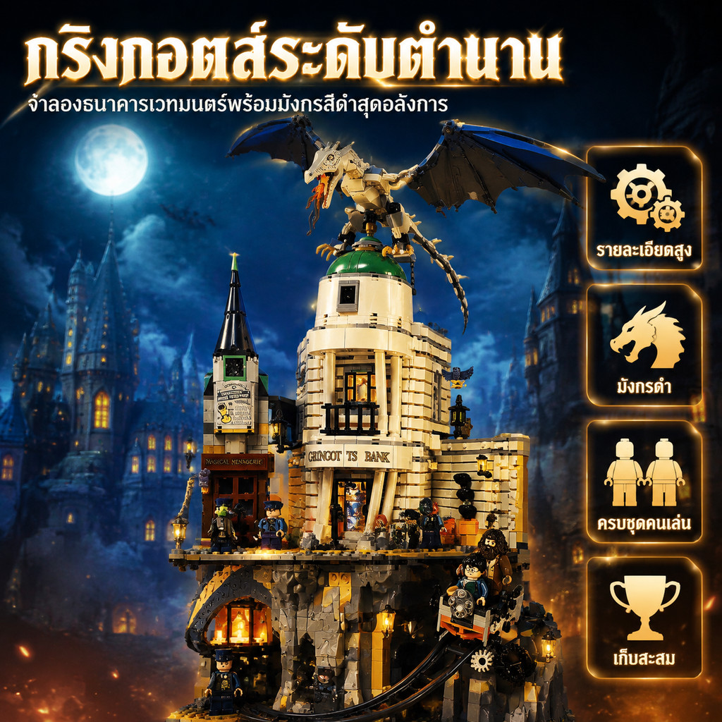 โมเดลเลโก้ compatible Lepin 76417 Gringotts Wizarding Bank Harry Potter ปะติดต่อนักบินอวกาศและคนเล่น