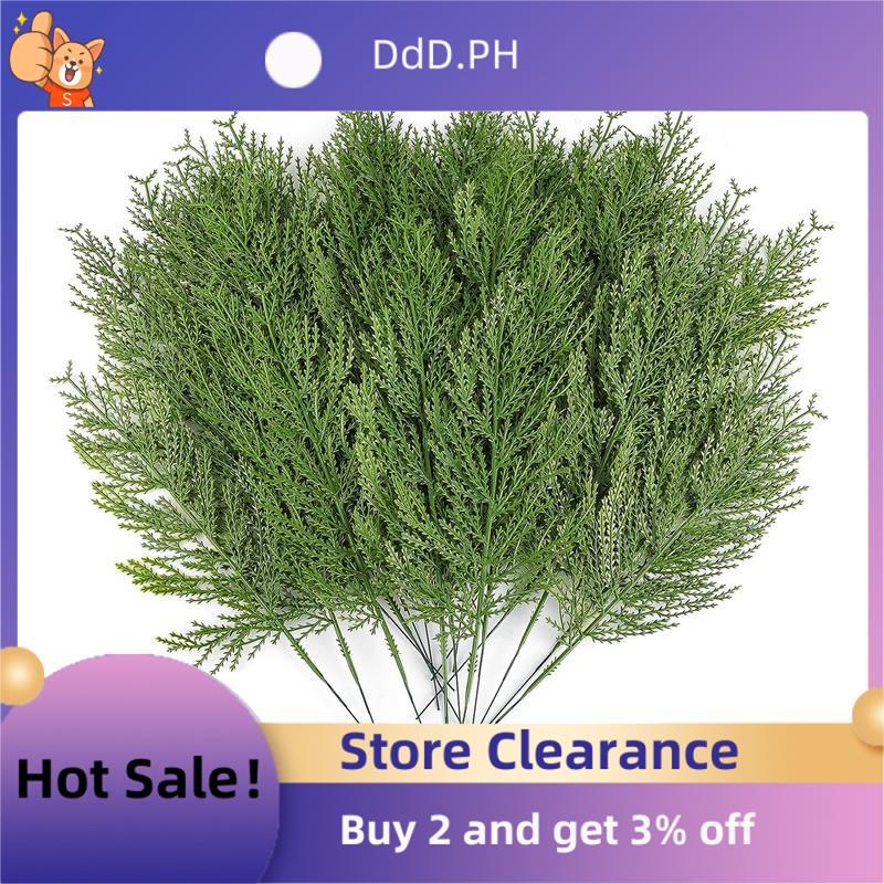 40 ชิ้นประดิษฐ์ Cedar Sprigs Faux Cedar สาขา Cedar Cypress Stems Pine Picks สีเขียว
