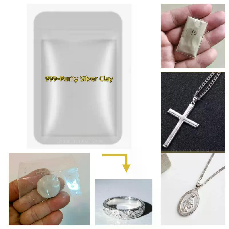 999 Pure Silver Clay Handmade DIY เครื่องประดับทําวัตถุดิบโคลนเงินสําหรับต่างหูสร้อยคอสร้อยข้อมือจี้