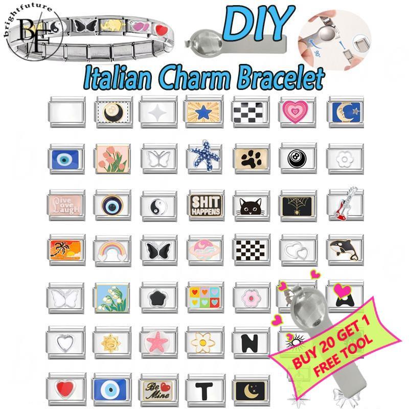 สร้อยข้อมือสแตนเลสคลาสสิกอิตาเลี่ยน ขนาด 9 มม. เหมาะสำหรับทำเอง DIY และเป็นของตกแต่งเรโทร