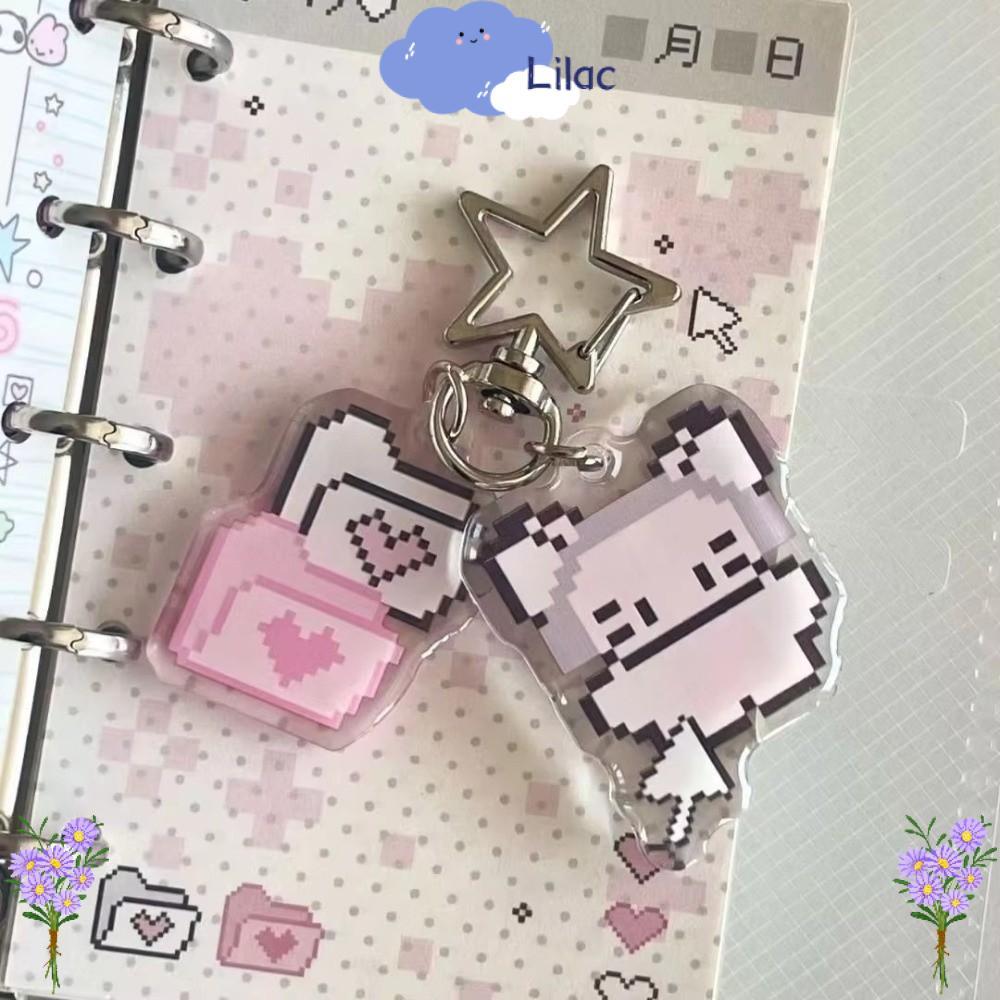 LILAC อะนิเมะพวงกุญแจ, Pixel Anti-lost จี้กระเป๋าตกแต่ง, Y2K สไตล์กระต่ายความงามกระเป๋าอุปกรณ์เสริมสําหรับสาว