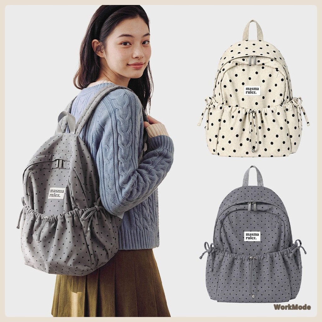 MASMA RULEZ Mini Ribbon Pocket Backpack Polka Dot 13 Inch Tablet Bag 2Colors