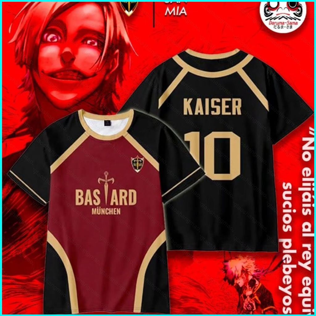 YT2 BLUE LOCK 220g ผ้าฝ้ายหนา tee KAISER BARCHA jersey เสื้อยืดอะนิเมะแขนสั้น YT2