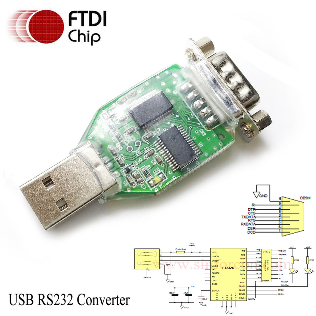 FTDI ชิป USB to Serial Port to USB to DB9 ชายหมุดด้านหลังหมุดด้านหน้า USB to RS232 อะแดปเตอร์หัวเครื
