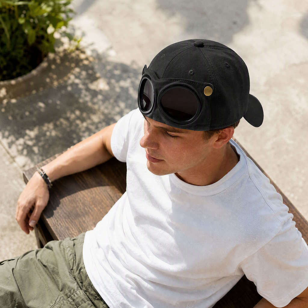 Retro Aviator Goggles Snapback หมวก Hip Hop Streetwear หมวกเบสบอลสําหรับผู้ชายและผู้หญิง