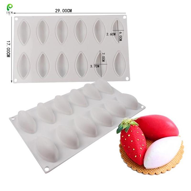 [ikn] 12 Cavity Silicone Cake Fondant Mold Form Quynelle Shaped Mould Mousse Cake Tool [TH]