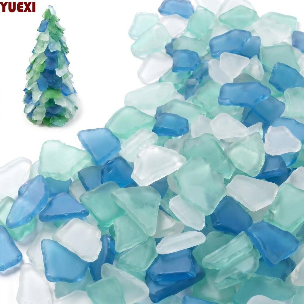 YUEXI ชิ้นแก้วทะเล, Frosted DIY Art หัตถกรรมบด Sea Glass, Sea Glass เครื่องประดับที่ไม่ซ้ํากัน 500g 