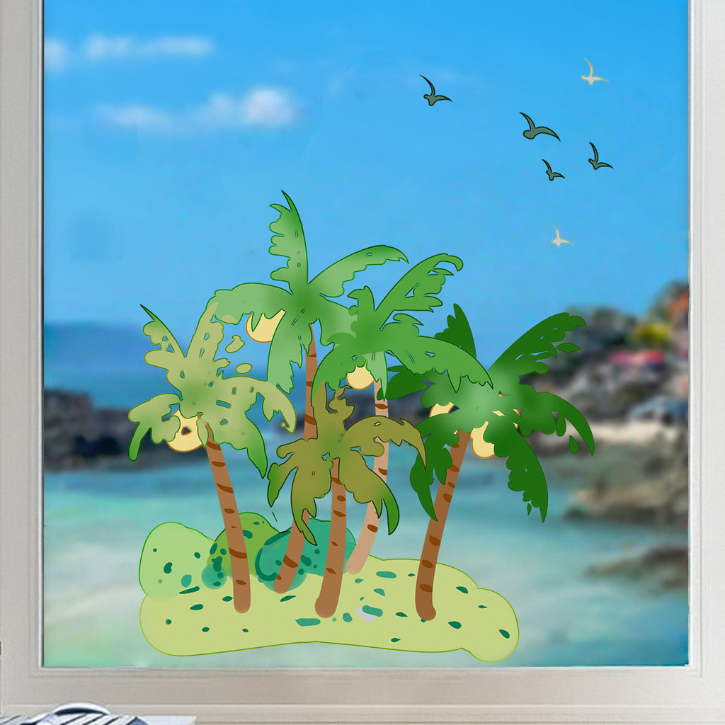 สติ๊กเกอร์ติดหน้าต่าง Maumi Coconut Grove, Living in Tropical Rainforest | Maomi Coconut Grove Islan