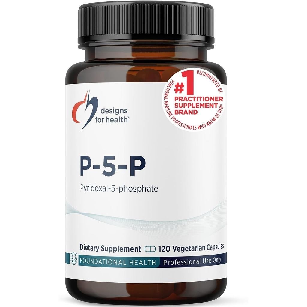 การออกแบบเพื่อสุขภาพ P-5-P - 50mg วิตามิน B6 (P5P Pyridoxal-5-Phosphate) อาหารเสริม - Non-GMO, Vegan