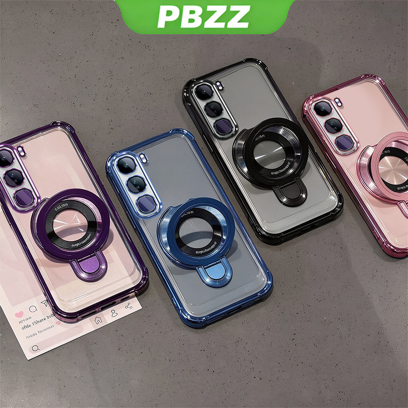 สําหรับ vivo v40 v50 v60 lite Y19S y29s y29t y04 Y04S Y21D Y31 5G Y29 4g เคสโทรศัพท์กันกระแทกออกแบบใหม่ความงามโปร่งใสน่ารักสีม่วงพร้อมที่วางสําหรับสาว SJXU1