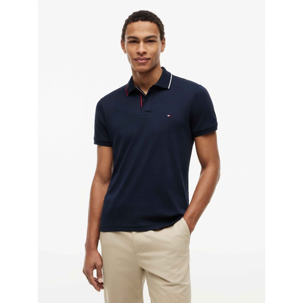 [ลดเพิ่ม 15% โค้ด 15ST199910] Tommy Hilfiger เสื้อโปโล ผู้ชาย รุ่น MW0MW43263 DW5 - สีน้ำเงิน ทรง Slim — صورة 4