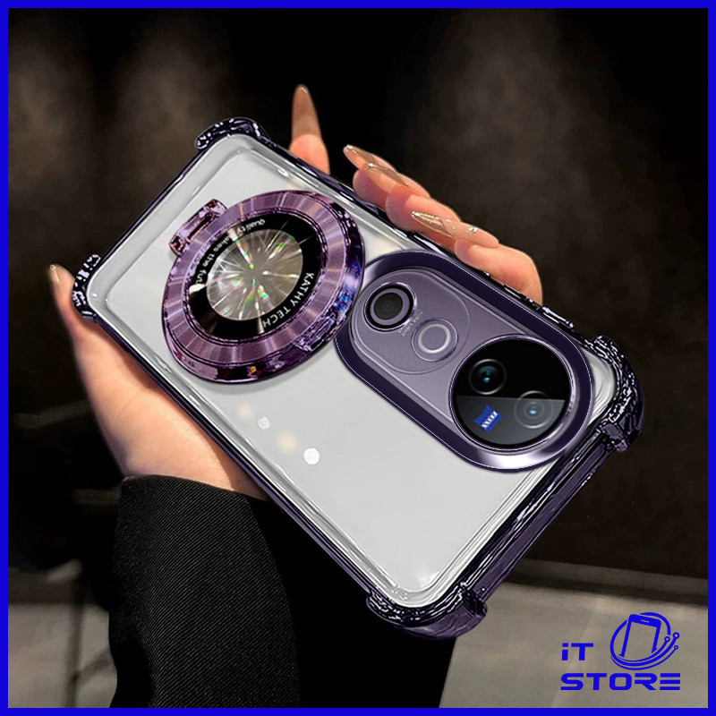 เคส Vivo V40 V40 Pro Soft Case พร้อมขาตั้งแบบพับได้