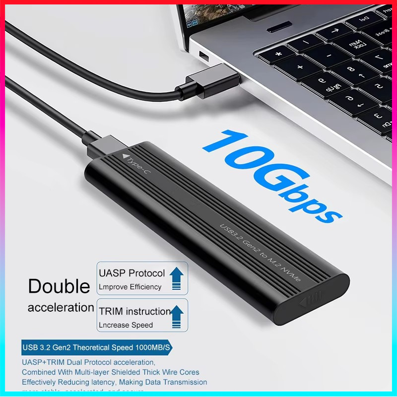 M.2 การอัพเกรดใหม่ที่ไม่มีสกรู USB3.2 อินเตอร์เฟส Type-C SATA/NVME โปรโตคอลคู่ฮาร์ดไดรฟ์มือถือโซลิดส