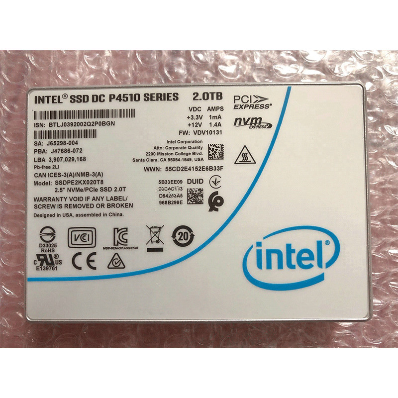Intel/Intel P4510 8T 4T 2T NVMe SSD Enterprise เกรด Solid State Drive PCIe U.2
