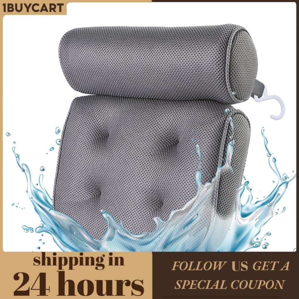 1buycart 1Buycart-th 1 pcs อ่างอาบน้ำสปาที่ไม่ใช่ลื่นหมอนหมอนดูดที่ทรงพลังสำหรับการรองรับไหล่และลำคอ