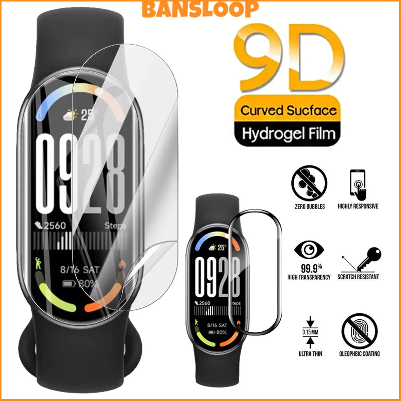 กระจกนิรภัย / ฟิล์มนุ่ม TPU ไฮโดรเจล for Mi Band 10/9/8/7 อุปกรณ์ป้องกันหน้าจอโค้ง 3D for Xiaomi Mi Band 10 9 8 NFC