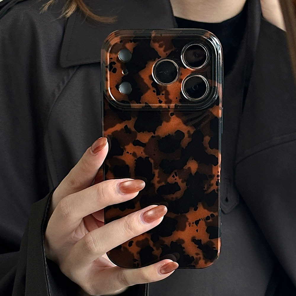 Amber Spot เสือดาวพิมพ์ตัวอักษรเคสโทรศัพท์สําหรับ iPhone 17 16 15 14 13 12 11 Pro Max Plus Air กรณีกันกระแทกนุ่มปกหลัง