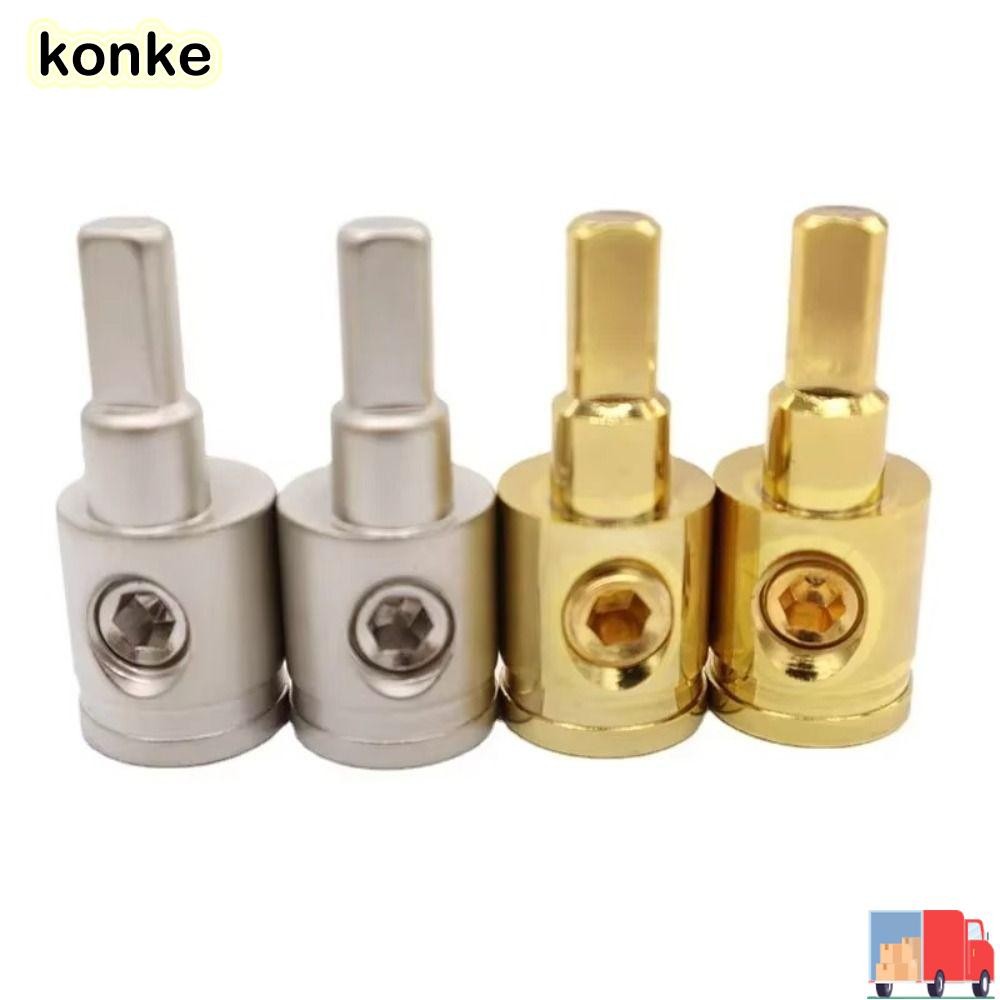 KONKE ขั้วต่อเครื่องเสียงรถยนต์, 0GA 4GA 8GA Gold Silver Car Speaker Wire Terminal, อะแดปเตอร์อินพุต