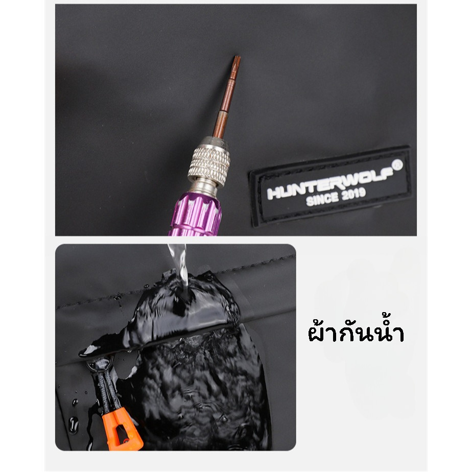 (w293) กระเป๋าสะพายข้างชายหญิง ผ้าใบกันน้ำ แถมห้อยป้ายจี้สีส้มSTYLE - รูปที่ 4