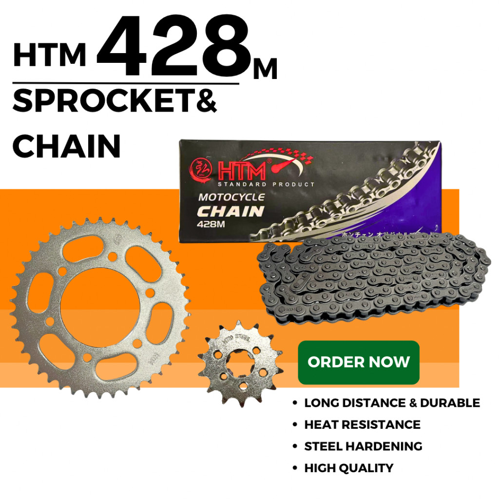 HTM 428M-122L HTM RS150 RS 150 428 CHROME SPROCKET ชุด HTM CHAIN & SPROCKET YTZ6V YTZ6 YTZ5S NGK RCB