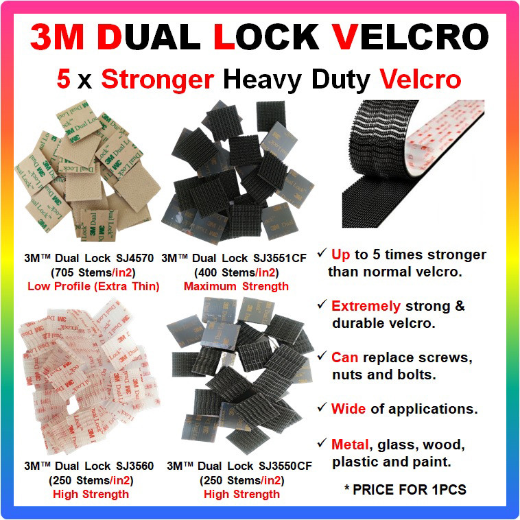 (Pre-Cut) 3M SJ3550 SJ3551 SJ3560 Dual Lock Heavy Duty Velcro Tape ตัวยึดกาว