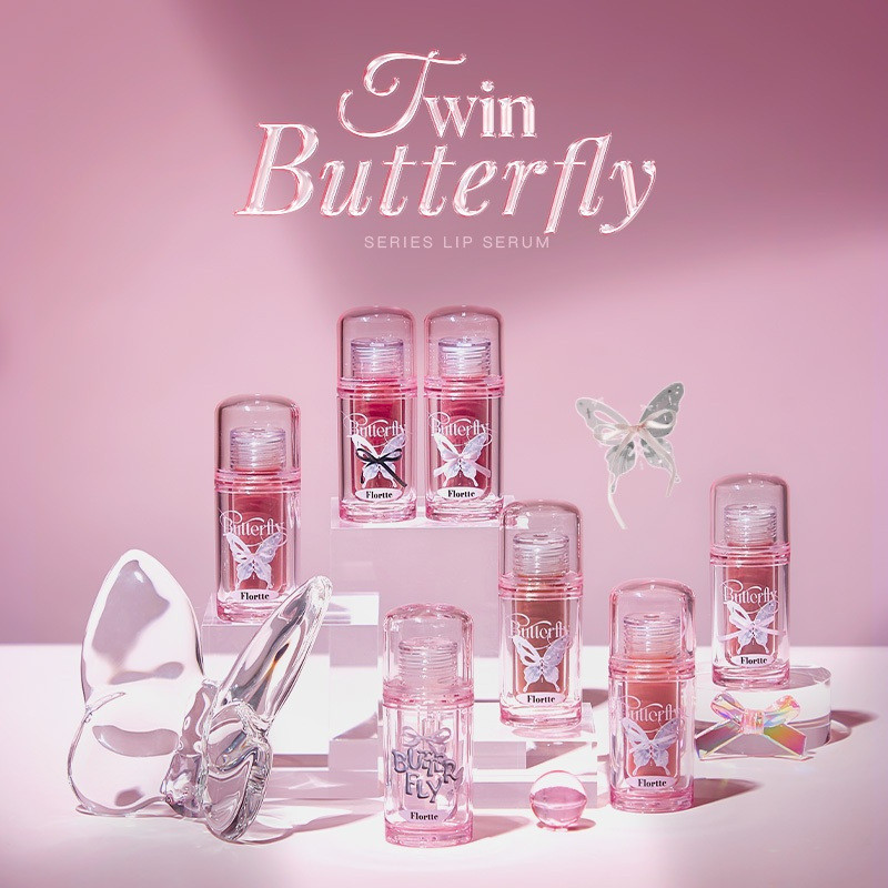FLORTTE Twin Butterfly Series Pink Lip Serum Moisturizing Lip Essence