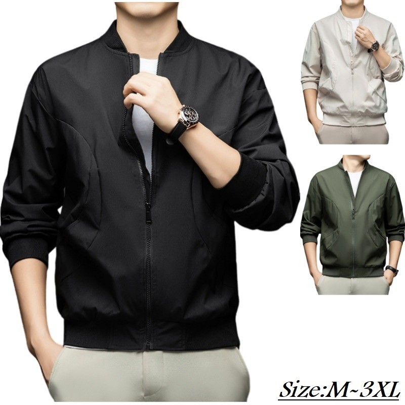 LEO.MAN เสื้อแจ็คเก็ตแขนยาว  ซิปหน้า ผ้าร่ม เสื้อคลุมตัวนอก มี M-5XL อก 44-56 นิ้ว รุ่น M2402