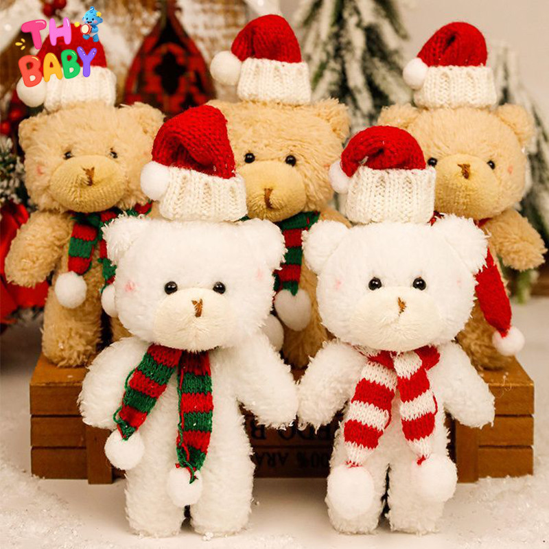 TH BABY พวงกุญแจตุ๊กตาหมีเท็ดดี้ น่ารัก ของขวัญคริสต์มาส จี้ตกแต่ง กระเป๋า ขนาด 16 ซม อุปกรณ์เครื่อง