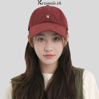 COD-ในไทย💖หมวกเบสบอลปัก-N เล็กตัวอักษร สีแดง สตรีทสไตล์เกาหล…