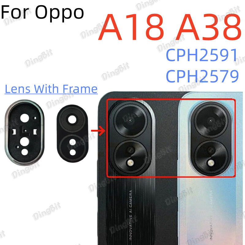 สําหรับOppo A18 A38 CPH2591 CPH2579 ฝาครอบเลนส์กล้องพร้อมกรอบเปลี่ยน