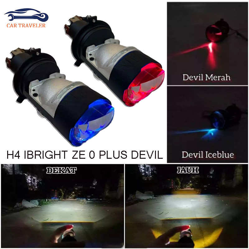 HORANSHOP ไฟหน้า LED พรีเมี่ยม H4 Original Epic Racing ZE5/ZE5 Pro Bilded Mini เลเซอร์สีเหลือง H4 55