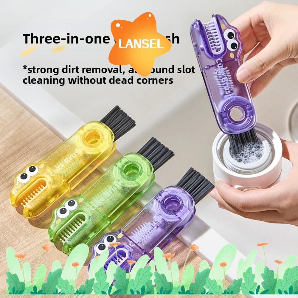 LANSEL แปรงทําความสะอาดฝาถ้วย 3 In 1, แปรงทําความสะอาดรอยแยกมัลติฟังก์ชั่น 3in1, ทําความสะอาดสร้างสร