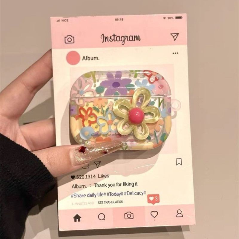 ดอกไม้สีสันสดใส AirPods Pro3 เคสหูฟังบลูทูธ AirPods 1/2/3/4 หูฟังฝาครอบป้องกัน - รูปที่ 2