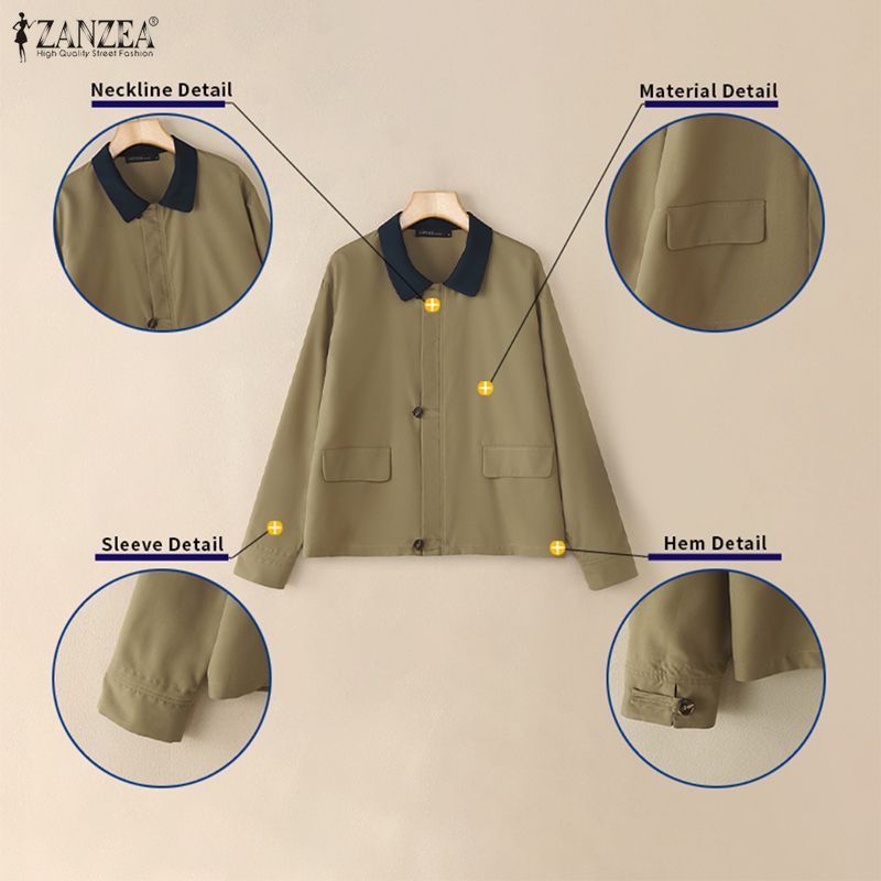 ZANZEA เสื้อแจ็คเก็ตซิปลายเกาหลีแขนยาวสำหรับวันหยุด — صورة 7