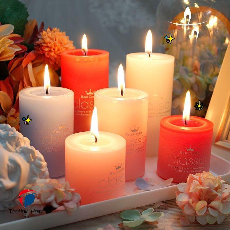 เทียนแท่งหอมไร้ควัน White Classic Smokeless Candle ตกแต่งบ้าน งานแต่งงาน มินิมอล ไทยจอย