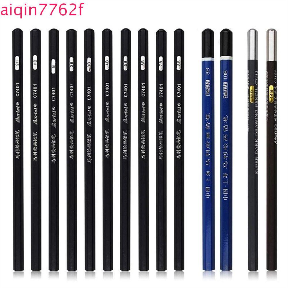 AIQINF 12 ชิ้น Sketch ดินสอดินสอสีดํา 12 ชิ้น/กล่อง 7B 8B 10B 12B 14B Soft Charcoal Art เครื่องเขียน