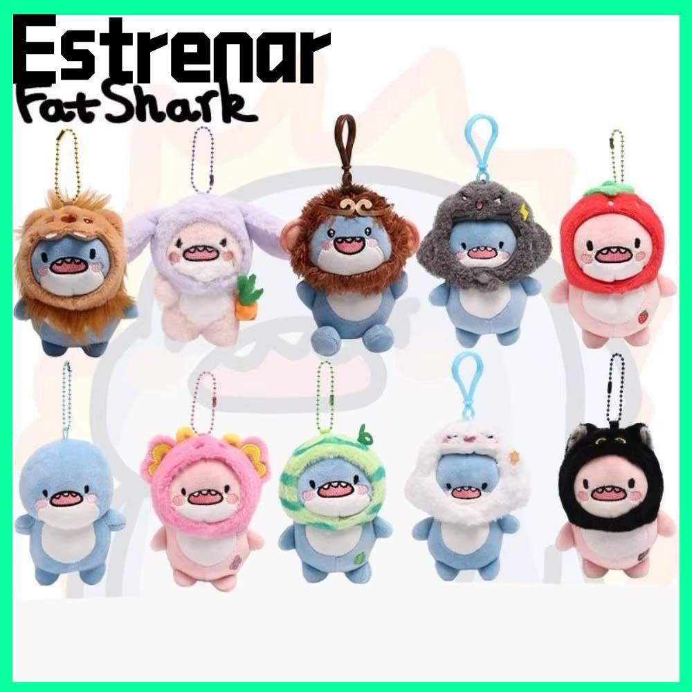 พวงกุญแจตุ๊กตาฉลามอ้วนนุ่ม ออกแบบการ์ตูนFunny Shark Keychain